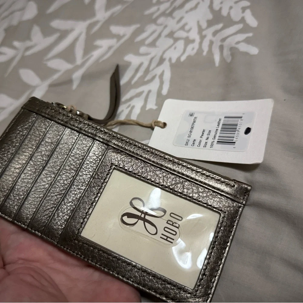 HOBO CARTE Leather Card Holder PEWTER NEW - Picture 4 of 5
